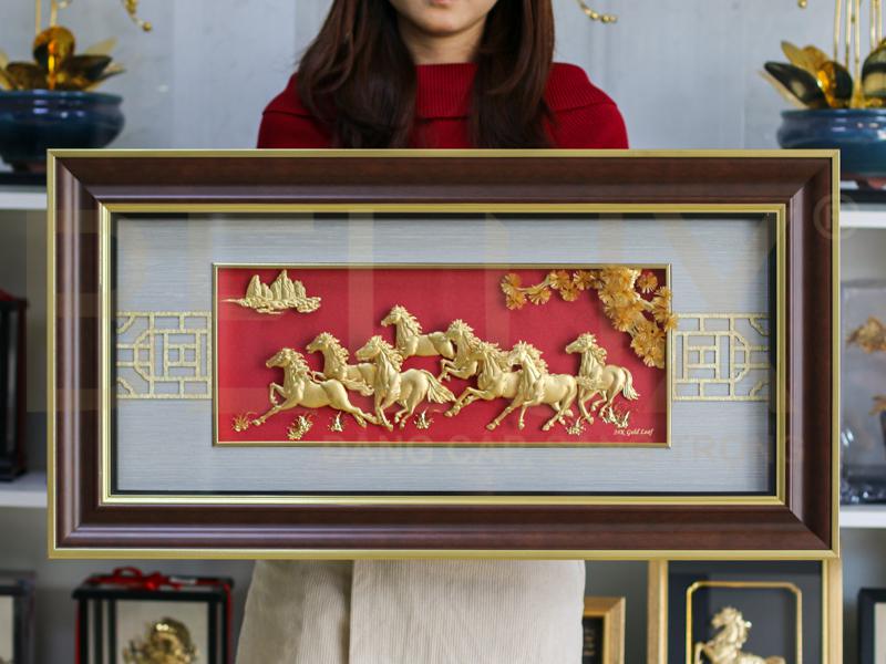 Tranh quà tặng mã đáo thành công mạ vàng 24k (mẫu 8)
