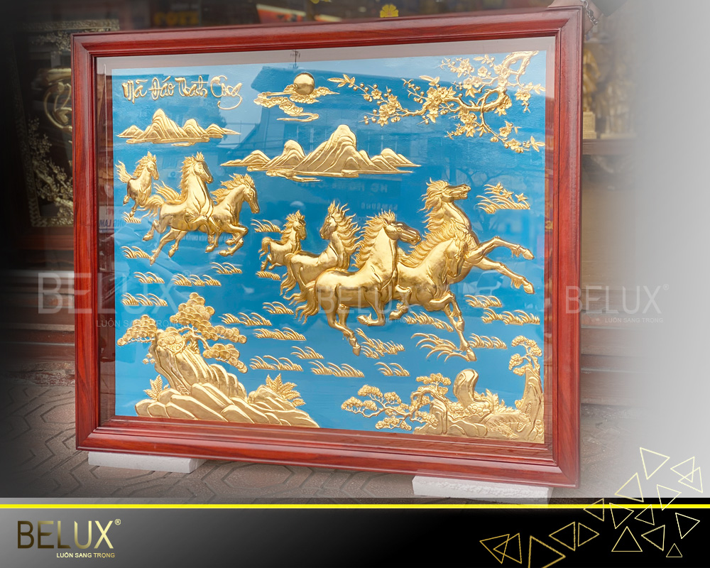 Tranh Mã Đáo Thành Công Bằng Đồng Mạ Vàng 24K