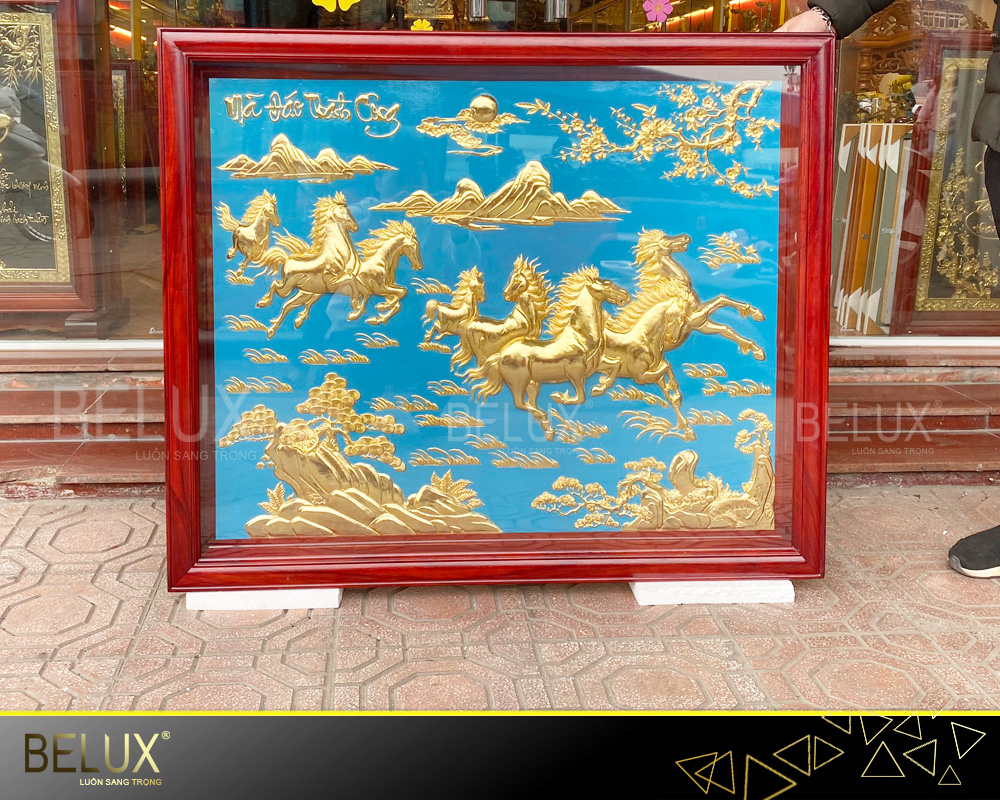 Tranh Mã Đáo Thành Công Bằng Đồng Mạ Vàng 24K