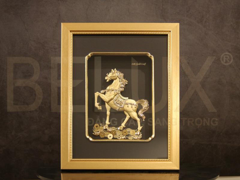 Tranh quà tặng mã đáo thành công dát vàng 24k mẫu 4