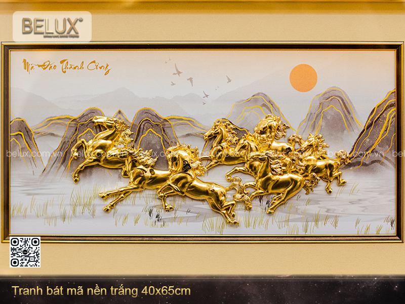 Tranh Bát Mã Dát Vàng 24k 65x40cm