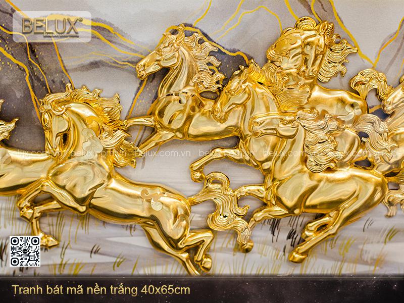 Tranh Bát Mã Dát Vàng 24k 65x40cm