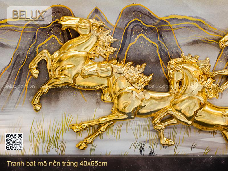 Tranh Bát Mã Dát Vàng 24k 65x40cm