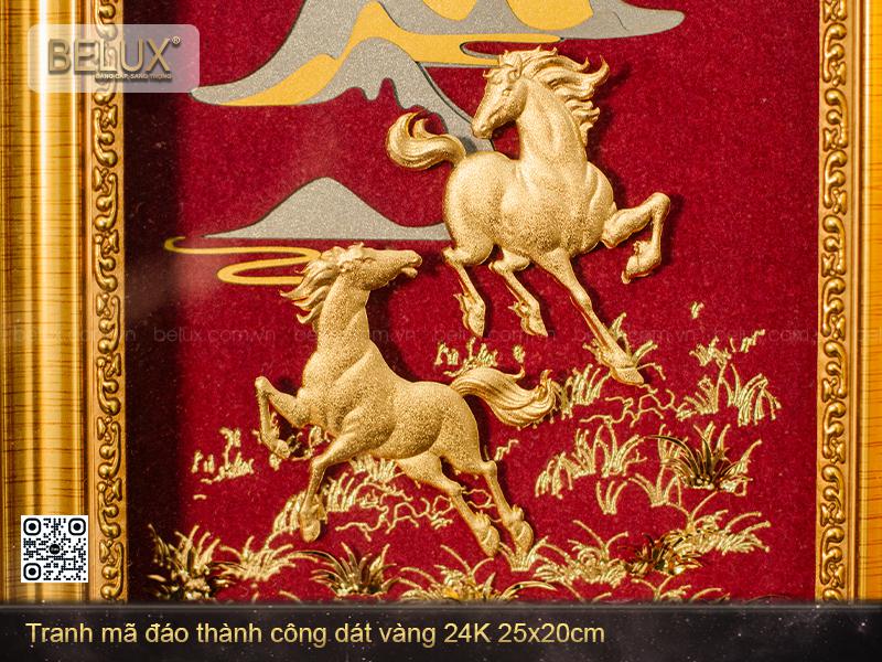 Tranh quà tặng mã đáo thành công dát vàng 24k mẫu 5