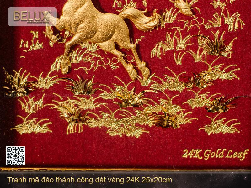 Tranh quà tặng mã đáo thành công dát vàng 24k mẫu 5