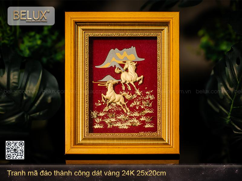 Tranh quà tặng mã đáo thành công dát vàng 24k mẫu 5