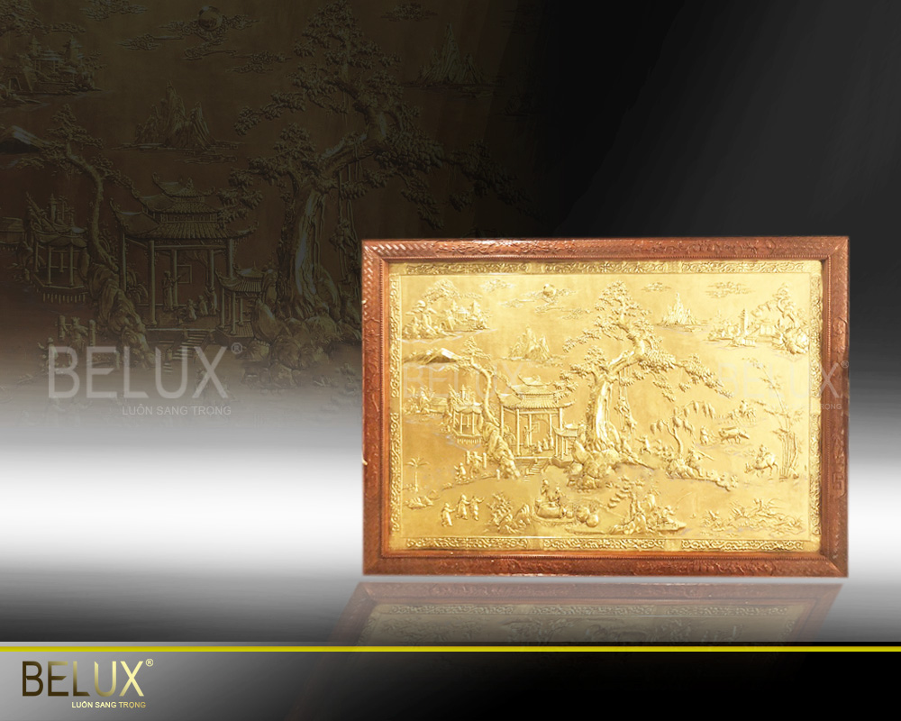 Tranh đồng quê phủ vàng 24k