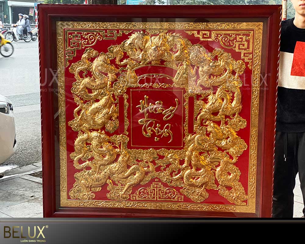 Tranh đồng Cửu long mạ vàng