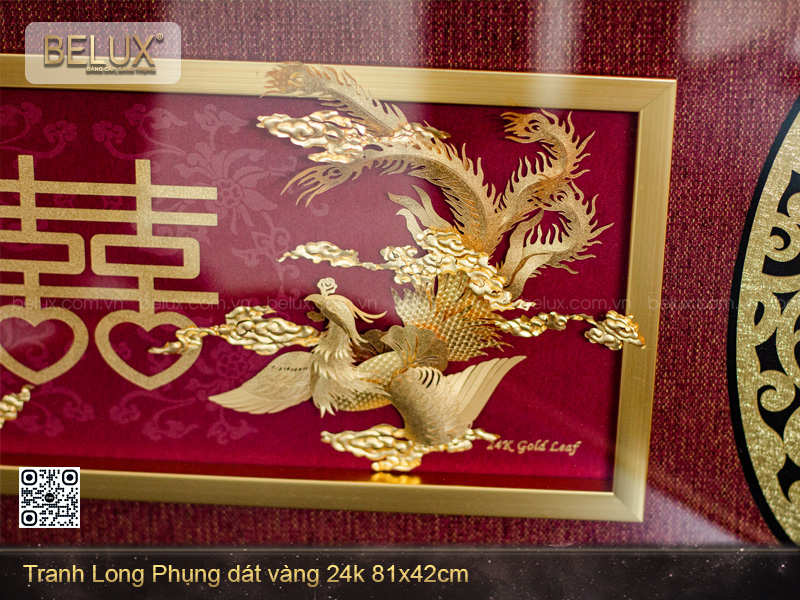 Tranh Long Phụng Dát Vàng 24k