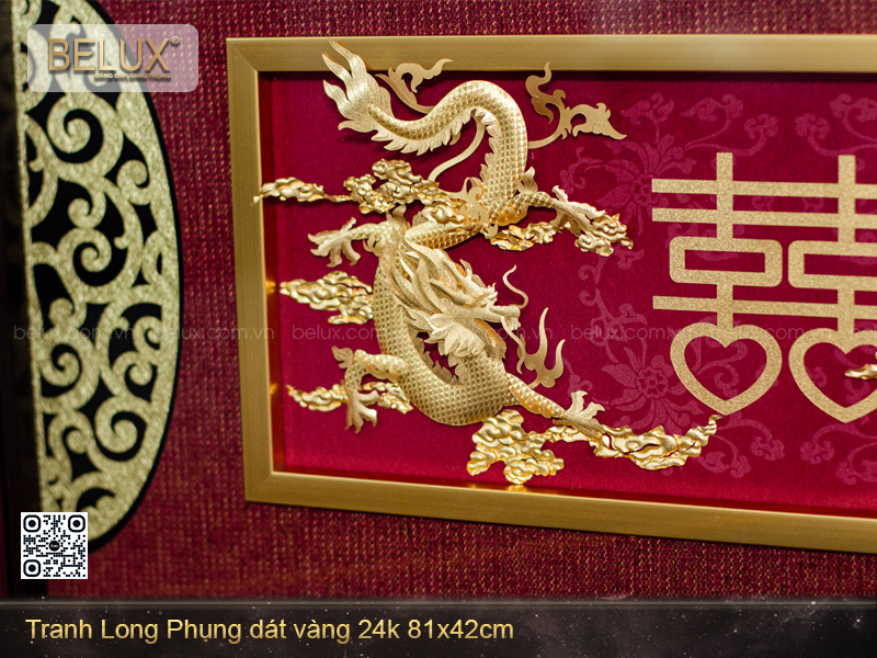 Tranh Long Phụng Dát Vàng 24k