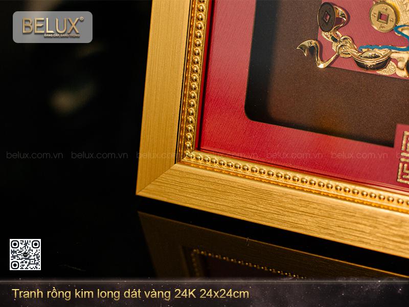 Tranh rồng kim long dát vàng 24K 24x24cm