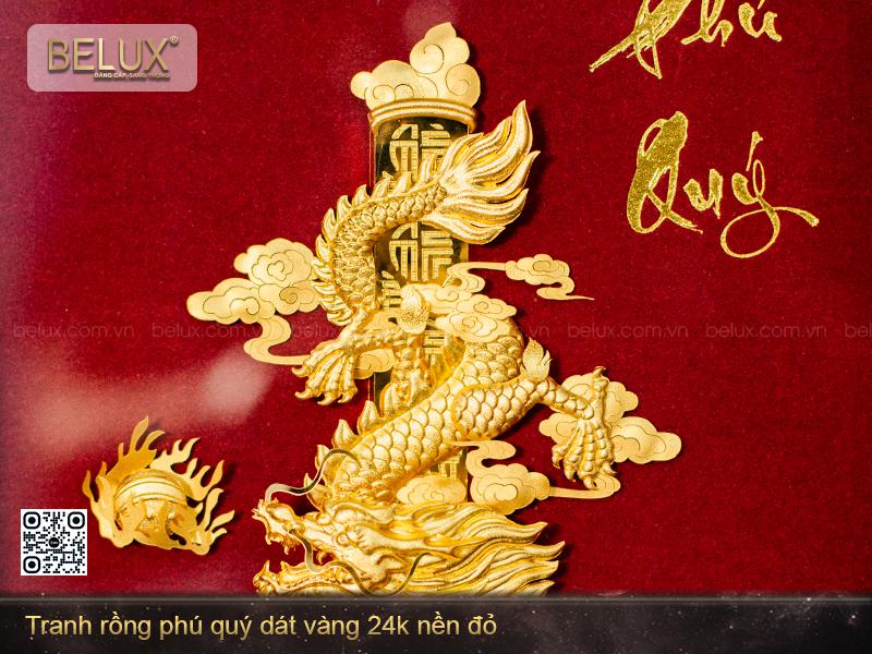 Tranh Rồng Phú Quý Dát Vàng 24k Nền Đỏ