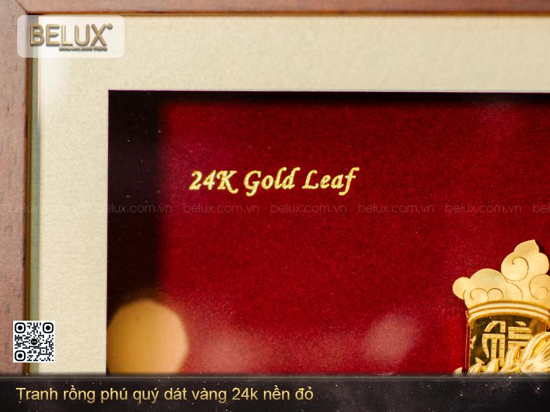 Tranh Rồng Phú Quý Dát Vàng 24k Nền Đỏ