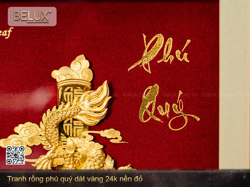 Tranh Rồng Phú Quý Dát Vàng 24k Nền Đỏ