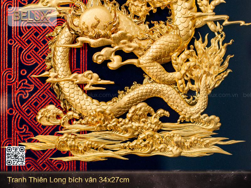 Tranh Thiên Long Bích Vân Dát Vàng 24k