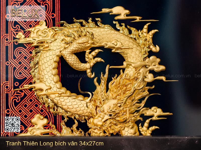 Tranh Thiên Long Bích Vân Dát Vàng 24k