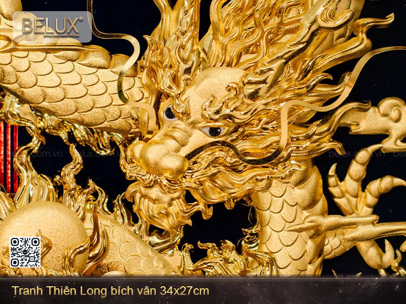 Tranh Thiên Long Bích Vân Dát Vàng 24k
