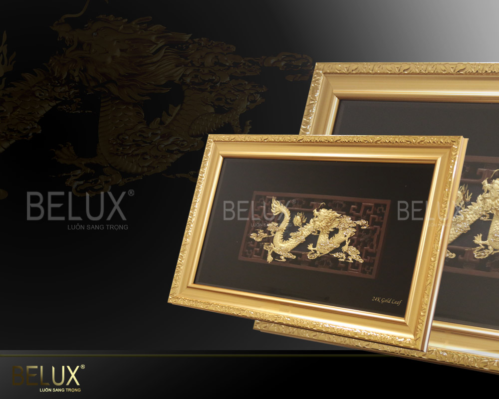 Tranh Rồng dát vàng 24k (73x44cm)