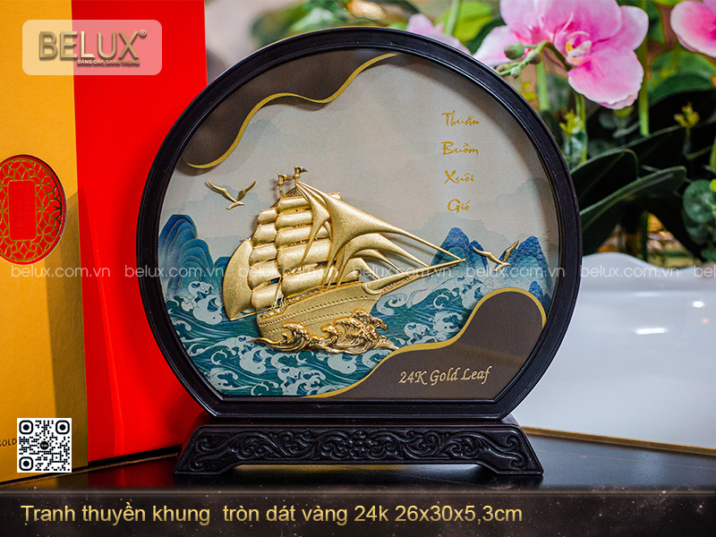 Tranh Thuyền Thuận Buồm Xuôi Gió Dát Vàng 24k