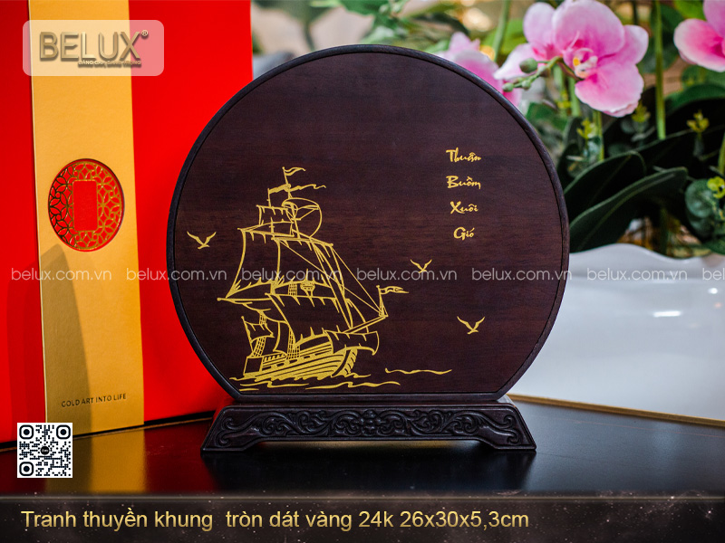 Tranh Thuyền Thuận Buồm Xuôi Gió Dát Vàng 24k