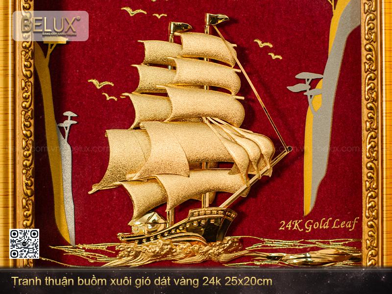 Tranh thuận buồm xuôi gió dát vàng 24k 25x20cm