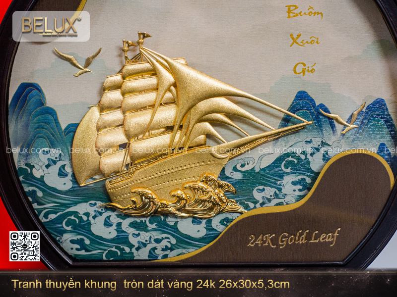 Tranh Thuyền Thuận Buồm Xuôi Gió Dát Vàng 24k