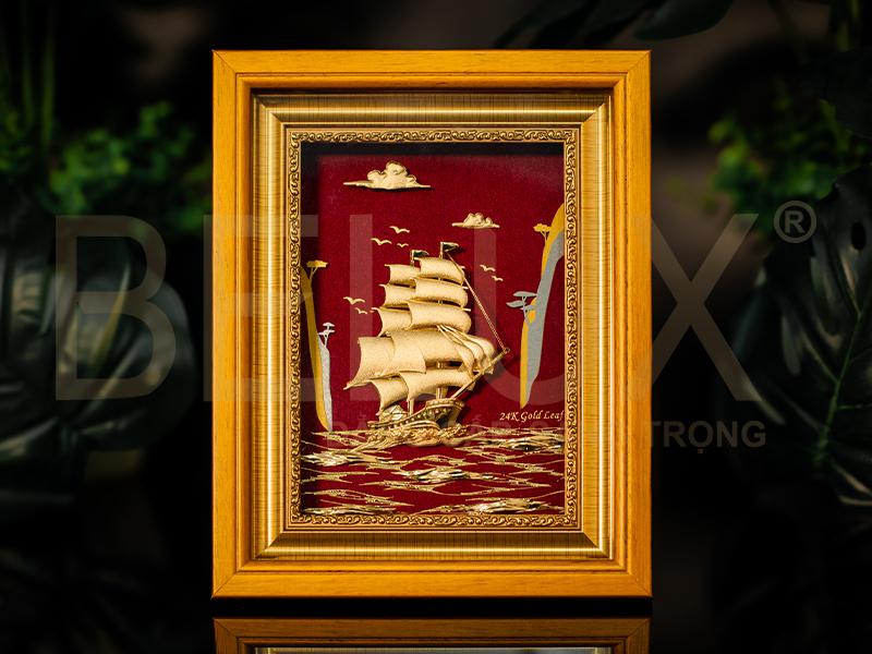 Tranh thuận buồm xuôi gió dát vàng 24k 25x20cm