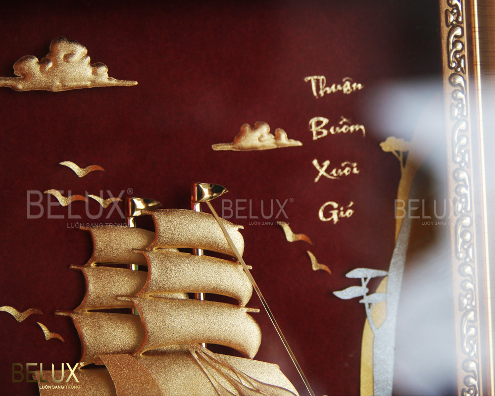 Tranh thuận buồm xuôi gió dát vàng 24k 25x20cm
