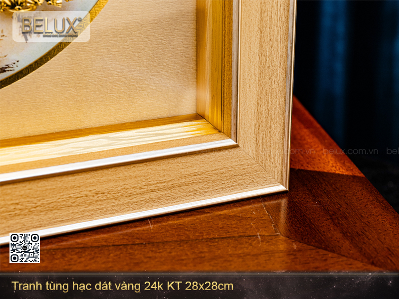 Tranh Tùng Hạc Dát Vàng 24k Kt 28x28cm