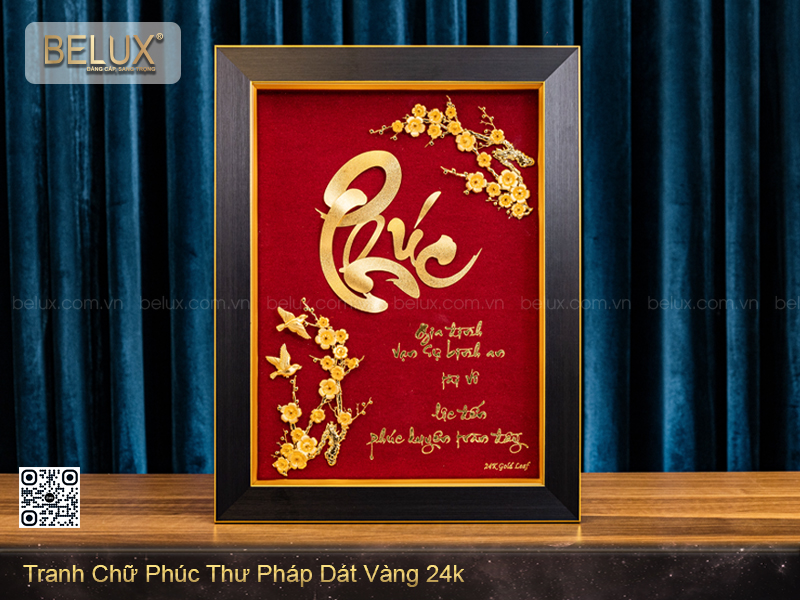 Tranh Chữ Phúc Thư Pháp Dát Vàng 24k