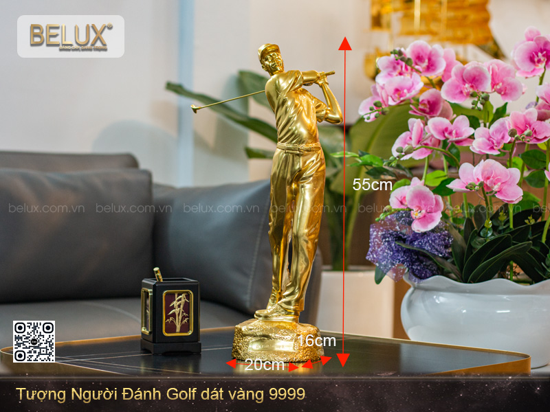 Tượng Người Đánh Golf Dát Vàng 9999