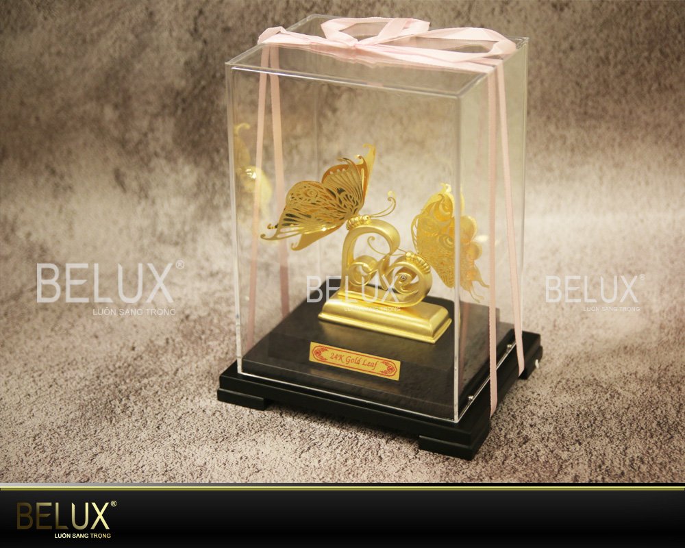 Biểu tượng Uyên ương hồ điệp mạ vàng 24k
