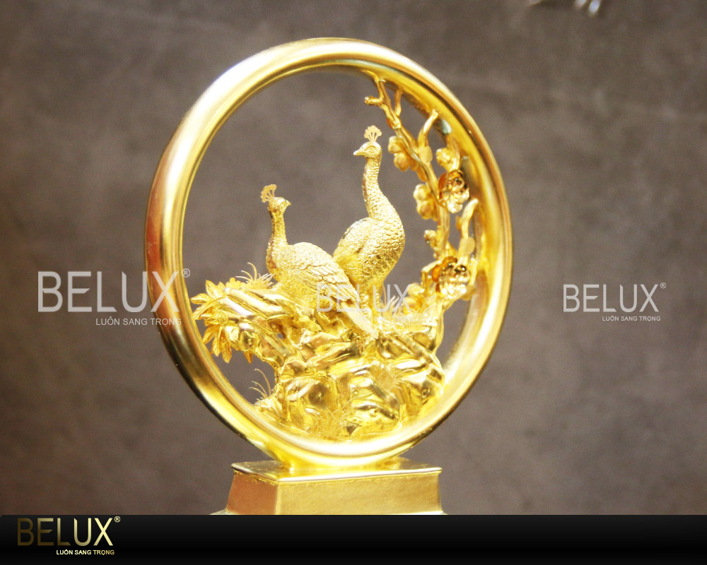 Tượng Đôi Công Uyên Ương Dát Vàng 24k