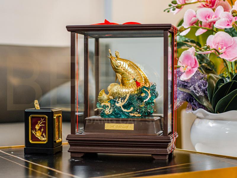 Tượng Cá chép hoá rồng dát vàng 24k