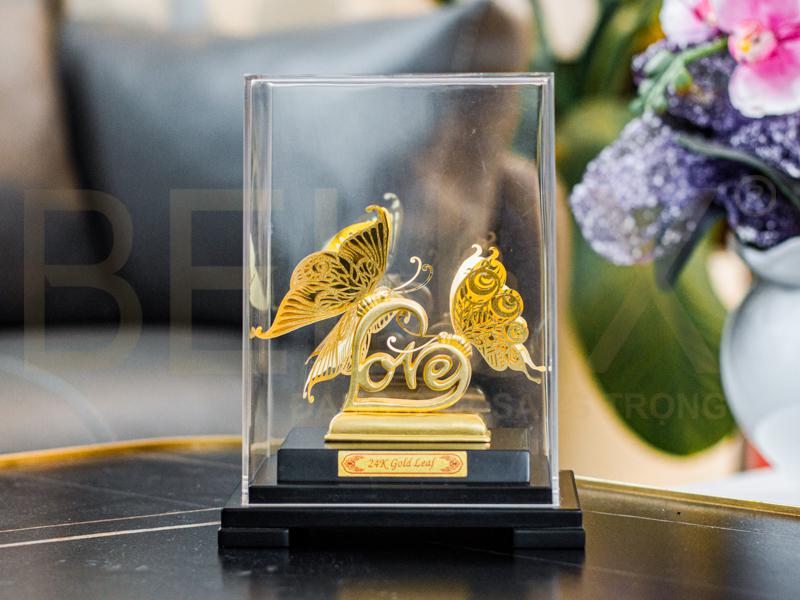 Biểu tượng Uyên ương hồ điệp mạ vàng 24k