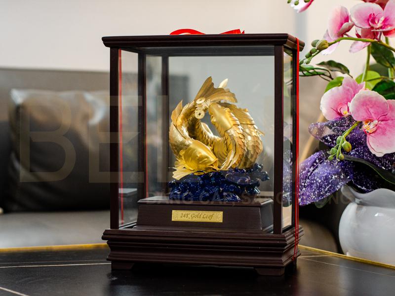 Tượng Đôi Cá Chép Dát Vàng 24K