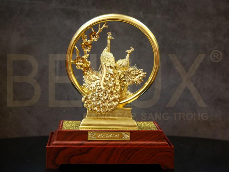 Tượng Đôi Công Uyên Ương Dát Vàng 24k