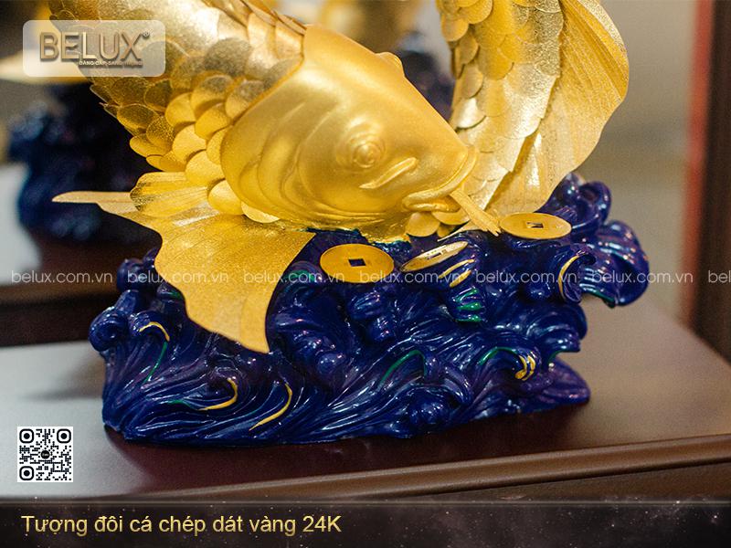 Tượng Đôi Cá Chép Dát Vàng 24K