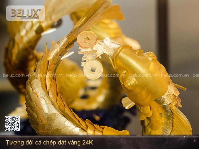 Tượng Đôi Cá Chép Dát Vàng 24K