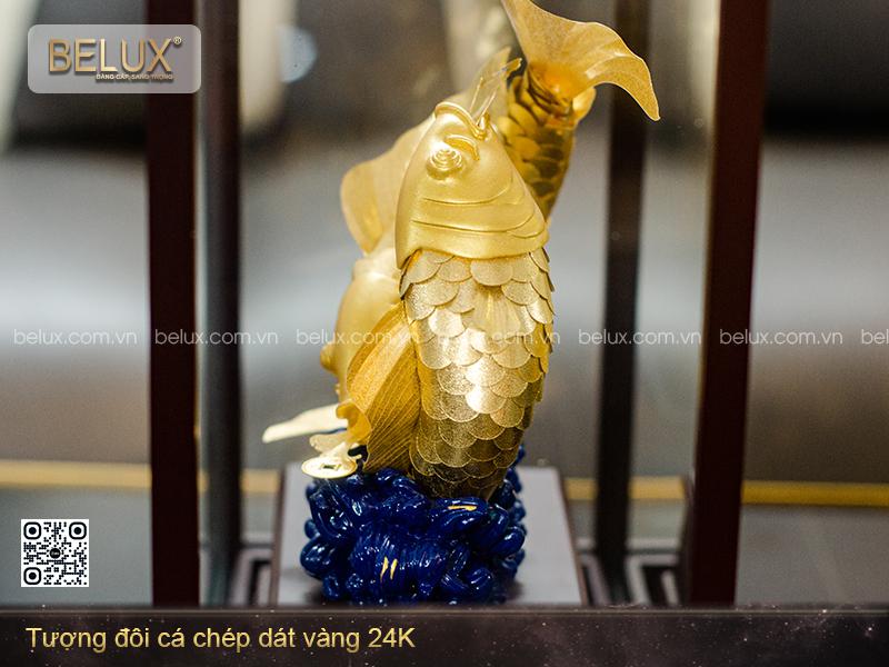 Tượng Đôi Cá Chép Dát Vàng 24K