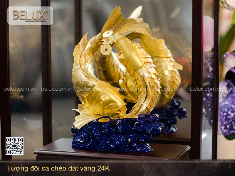 Tượng Đôi Cá Chép Dát Vàng 24K