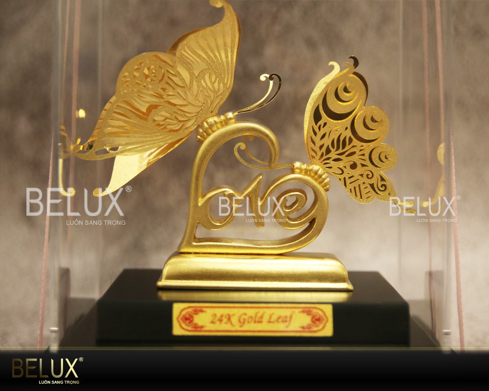 Biểu tượng Uyên ương hồ điệp mạ vàng 24k