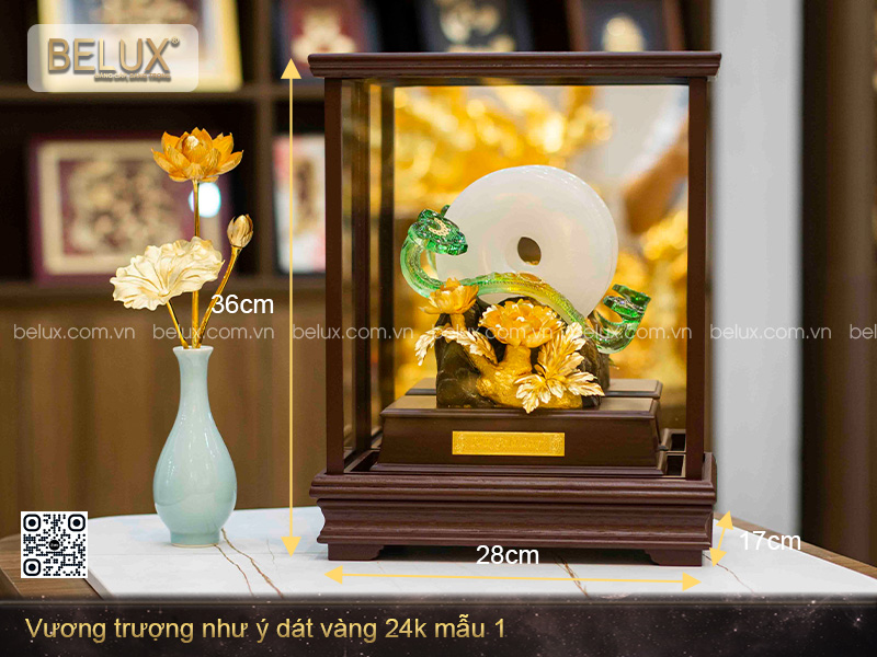 Vương Trượng Như Ý Ngọc Bích Dát Vàng 24k
