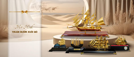 Mô hình thuyền buồm mạ vàng