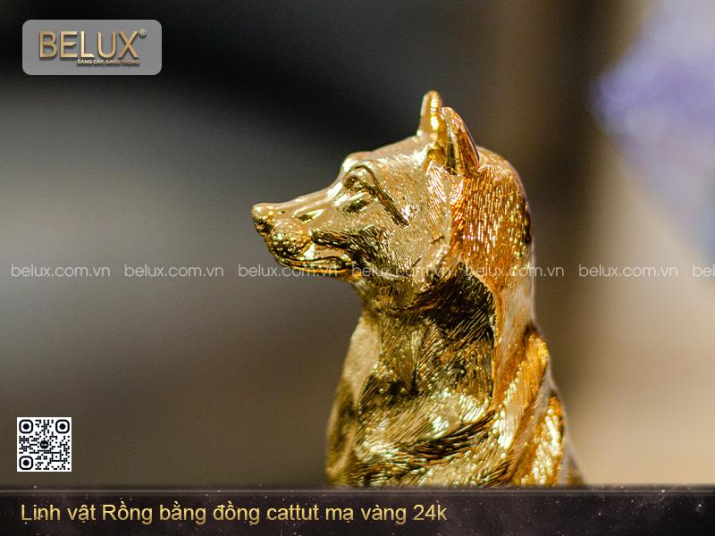 Tượng chó mạ vàng 24k cao 19cm