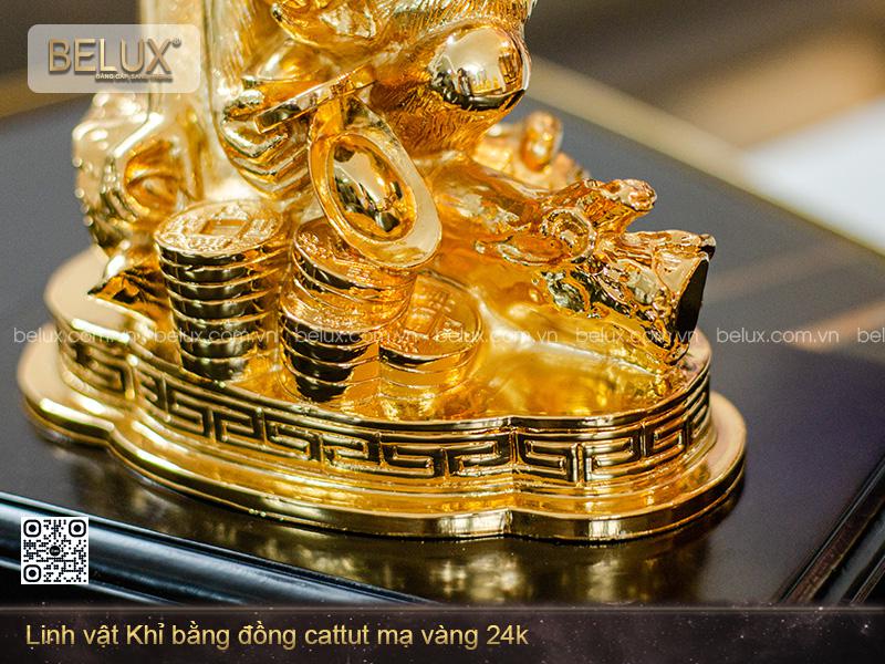 Tượng linh vật khỉ phong thủy mạ vàng cao 19cm