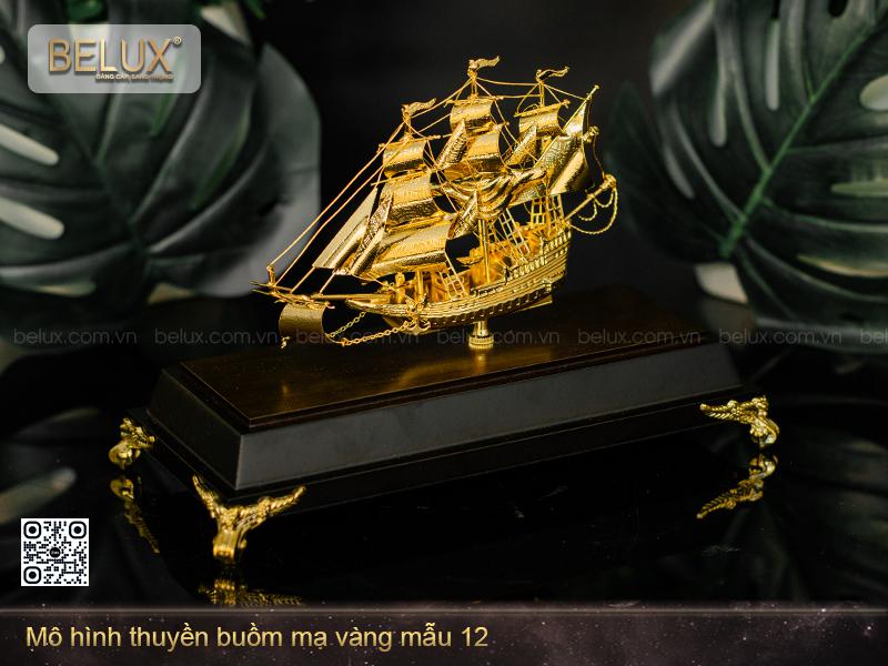 Mô hình thuyền buồm mạ vàng 24k mẫu 12