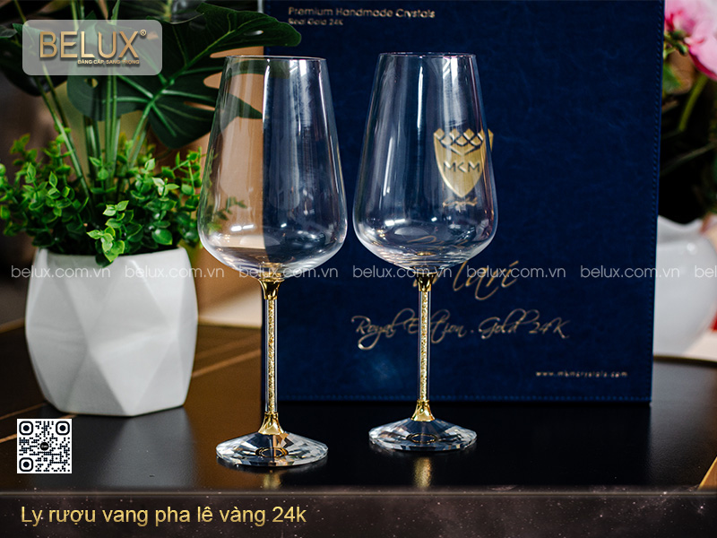 Ly rượu vang pha lê vàng 24k