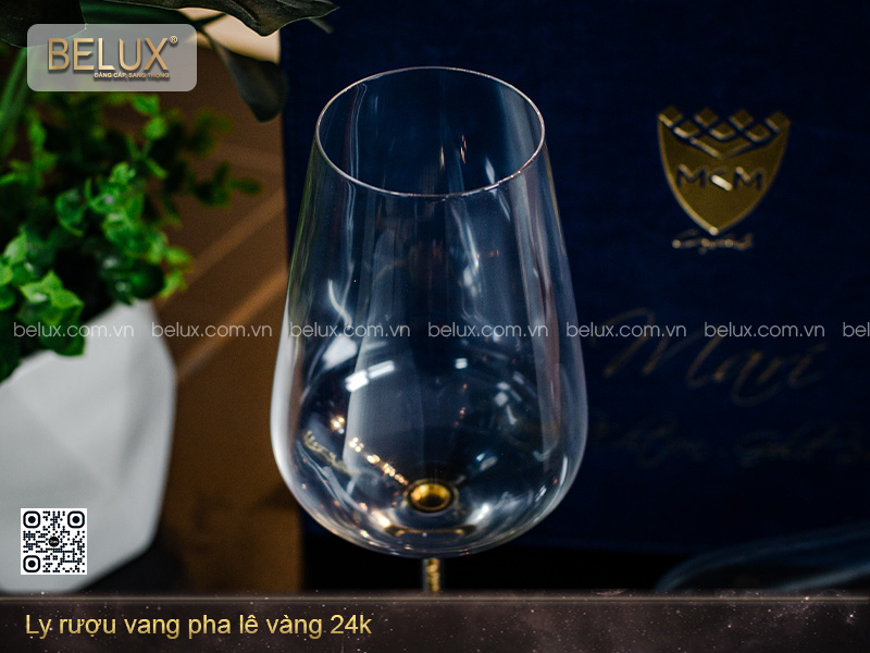 Ly rượu vang pha lê vàng 24k