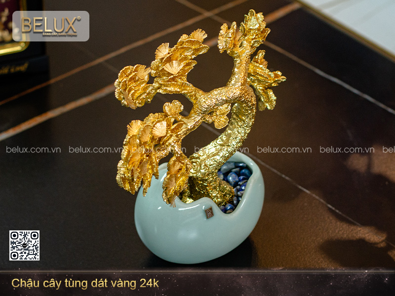 Chậu cây tùng dát vàng 24k